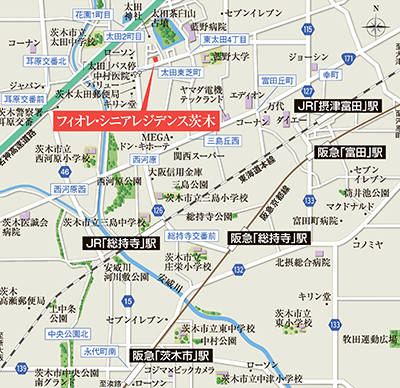 フィオレ・シニアレジデンス茨木　地図