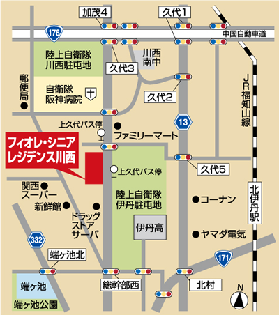 フィオレ・シニアレジデンス川西　地図